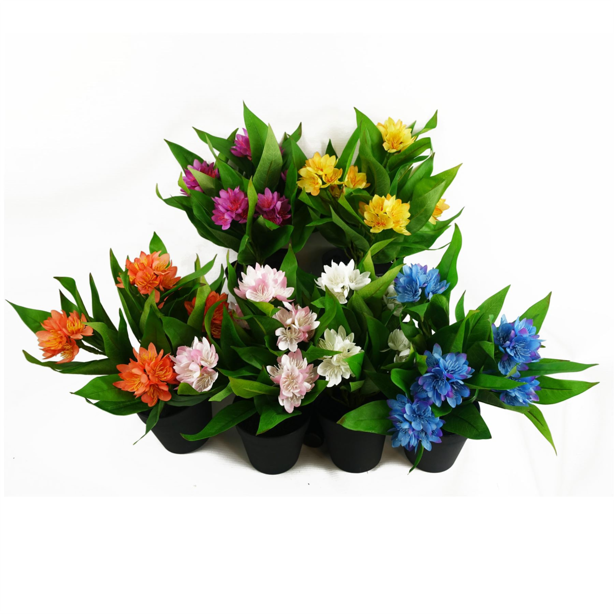 6 x 18cm Small Artificial Freesia Flowers Assorted Colours – Indoor Flowering Plants