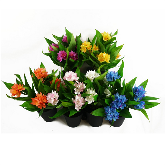 6 x 18cm Small Artificial Freesia Flowers Assorted Colours – Indoor Flowering Plants