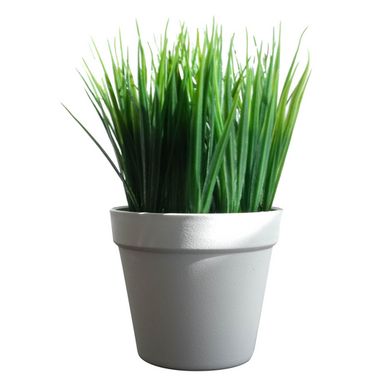 22cm Small Artificial Grass Plant with Pot – Compact Faux Grass Plant