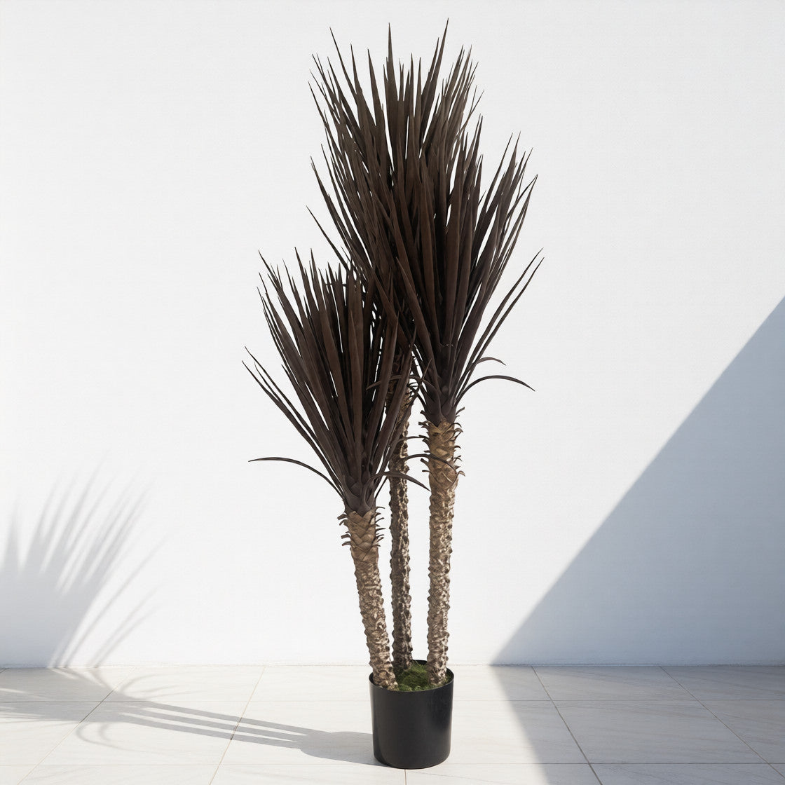 155cm Large Artificial Yucca Tree – UV Resistant Outdoor Triple Spiky Plant (Dark Red & Brown)